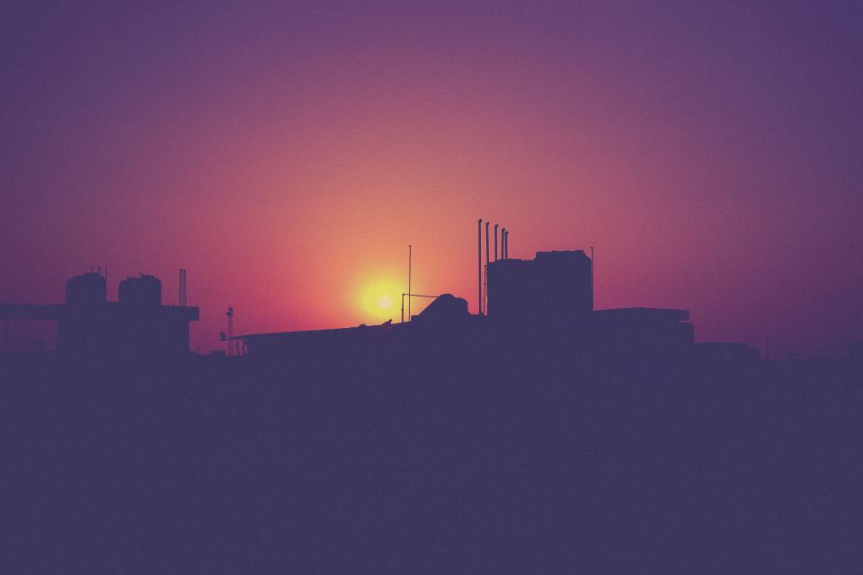 building clouds sky sunset dark silhouette shadow