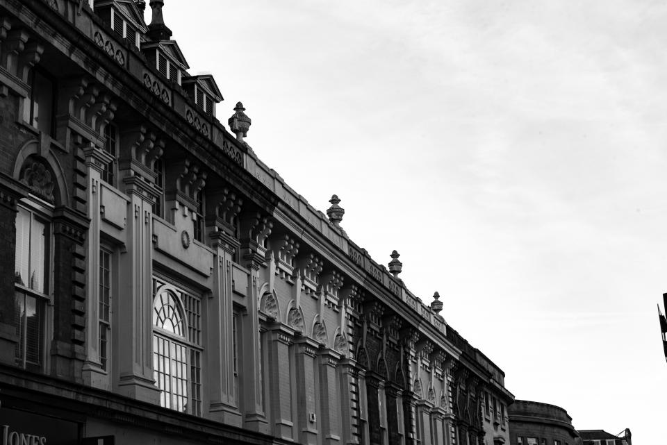 architecture building infrastructure ancient black and white cloud sky