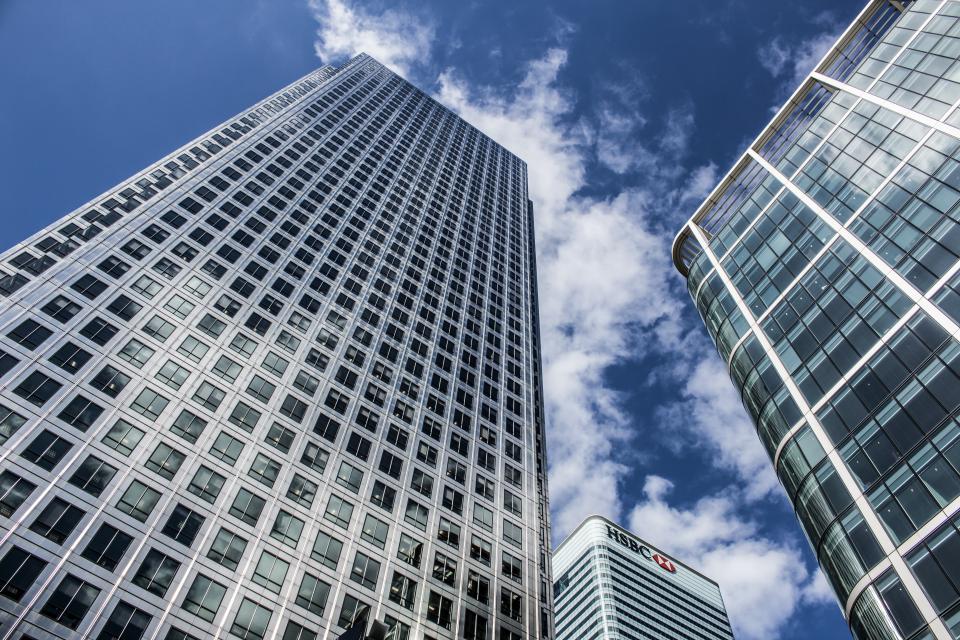 buildings architecture windows blue sky clouds city urban corporate business office high rises