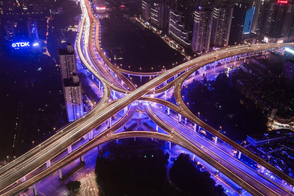 architecture building infrastructure city road bridge urban night lights building