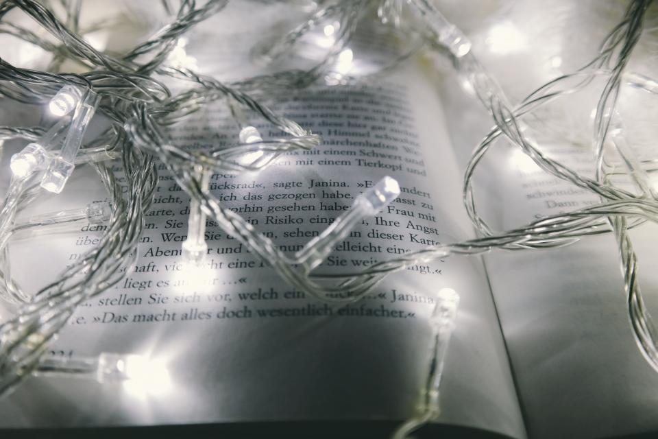 book read letter text christmas lights blur bokeh electricity