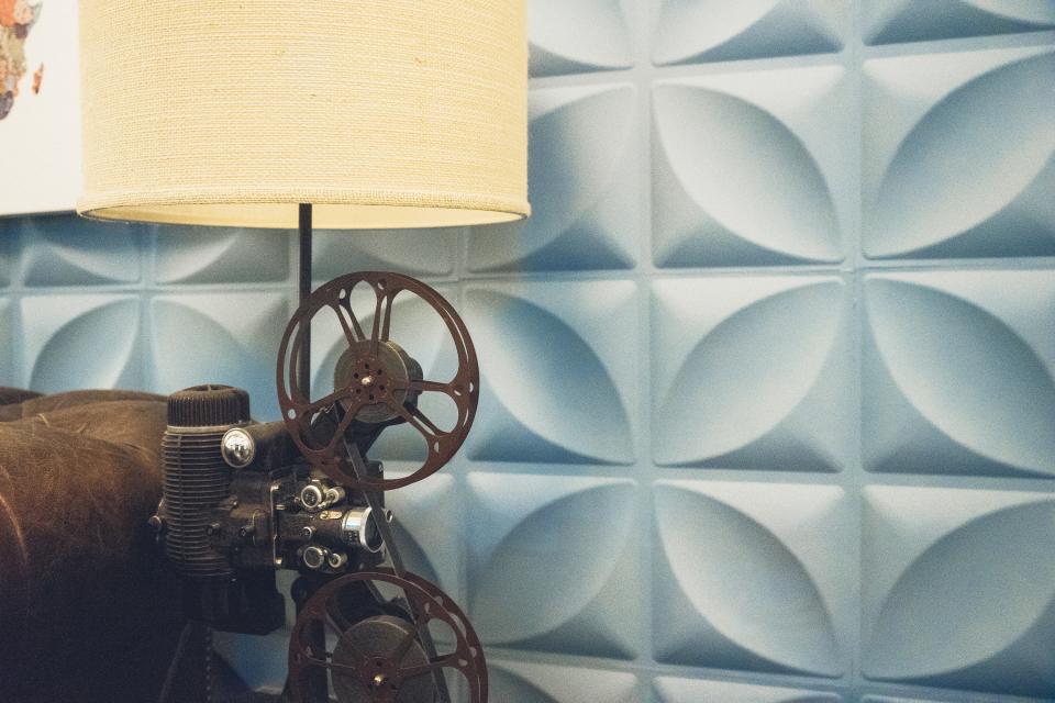 vintage film equipment cinema belt lamp shade