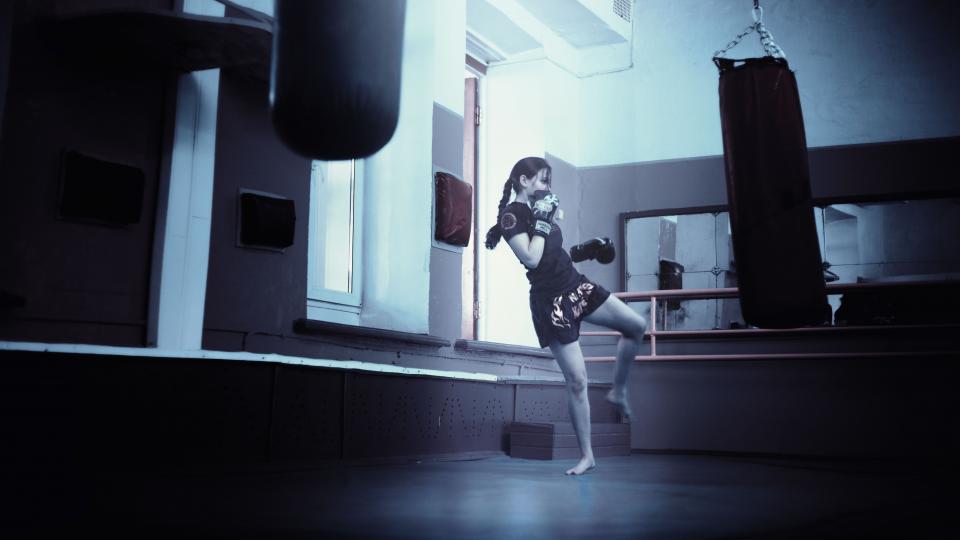 girl, kickboxing, mma, muay thai, gym, punching bag, fitness, exercise, working out, boxing gloves, people, strength, training, athlete