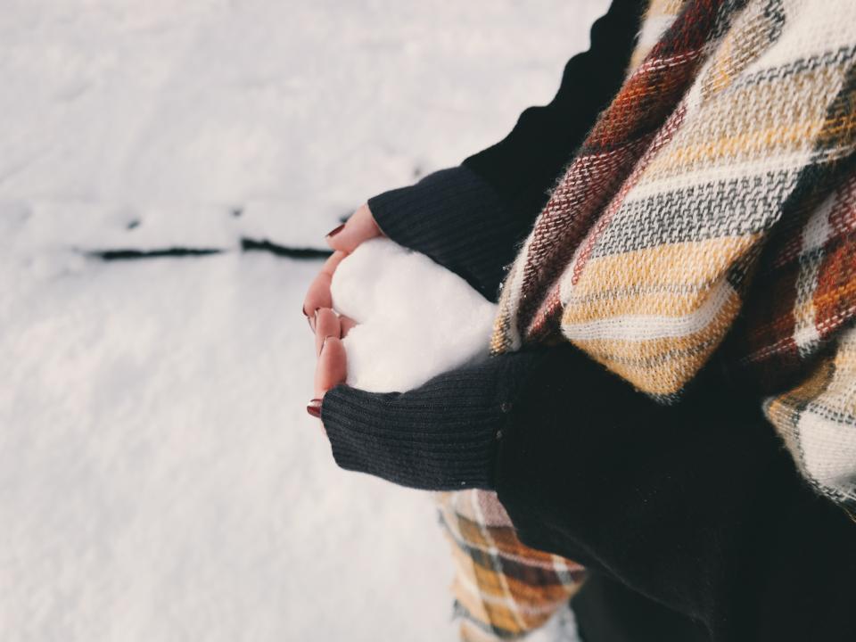 snow, winter, white, cold, weather, ice, nature, people, hand, heart, love, scarf