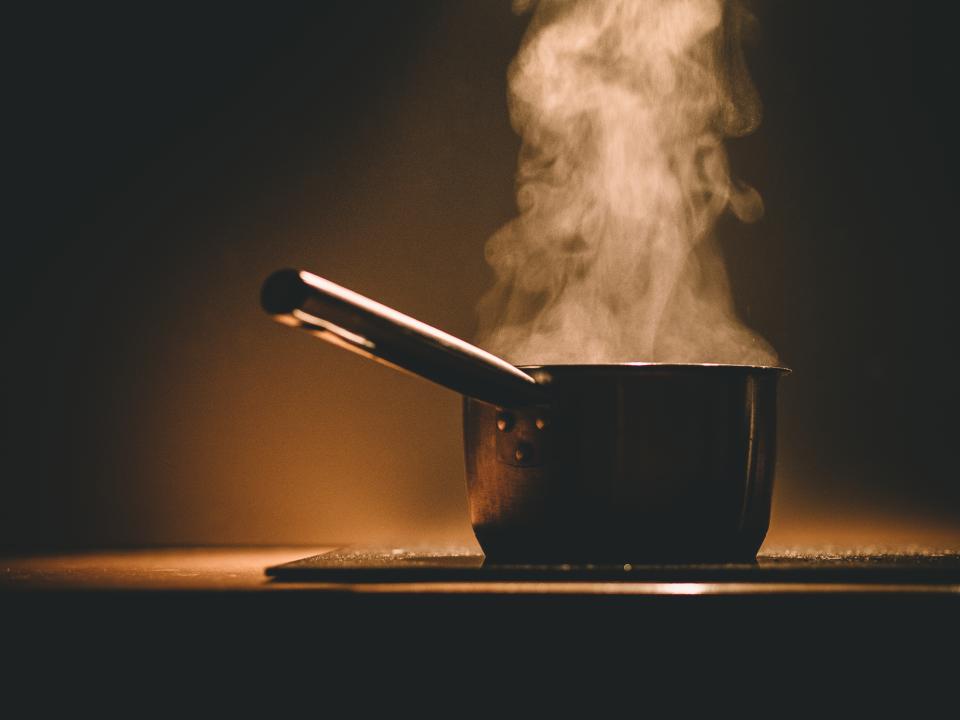 stove, pot, steam, kitchen, cooking