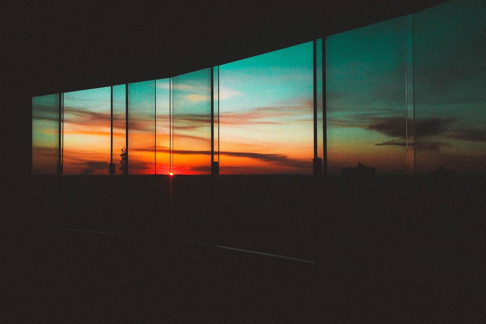 sunset clouds windows silhouette glass nature dark sky