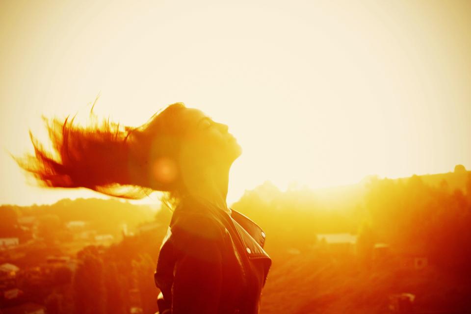 sunshine sunlight sunset sunrise reflection people girl female happy
