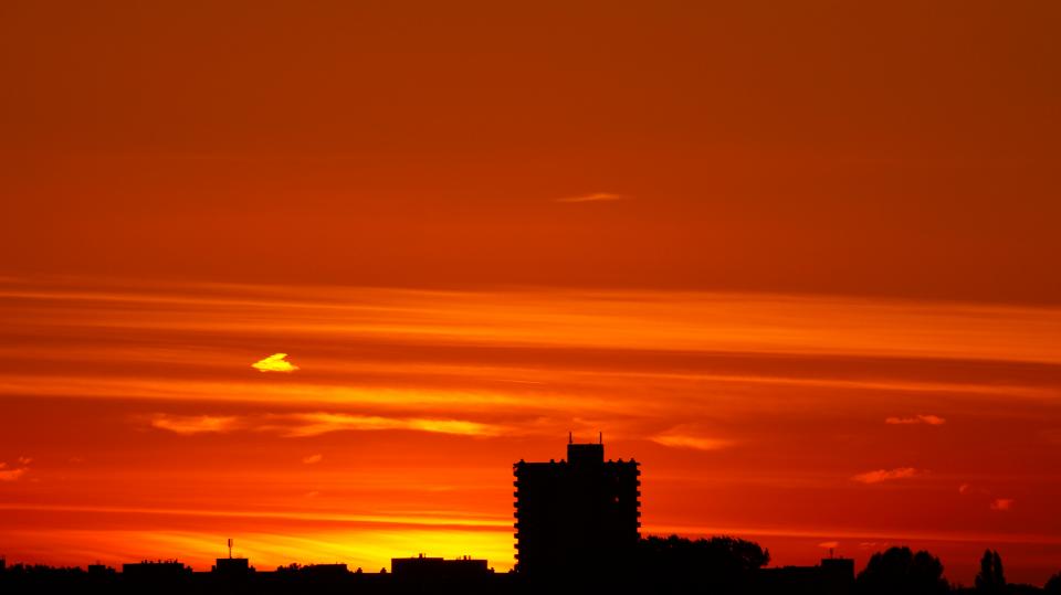 urban city establishment building structure infrastructure shadow silhouette sunset