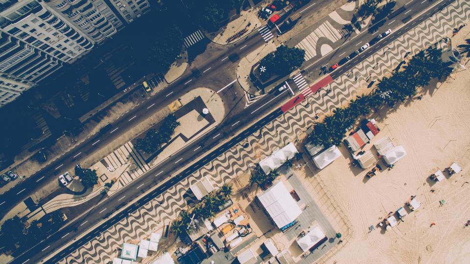 architecture, building, infrastructure, city, urban, aerial, view, road, street, car, vehicle