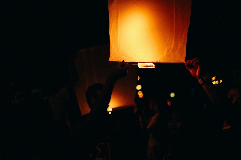lantern fire people men party celebration