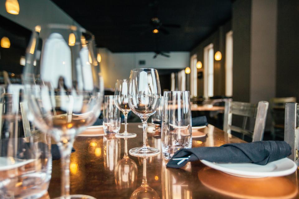 places, restaurant, food, glass, glassware, wineglass, table, interior