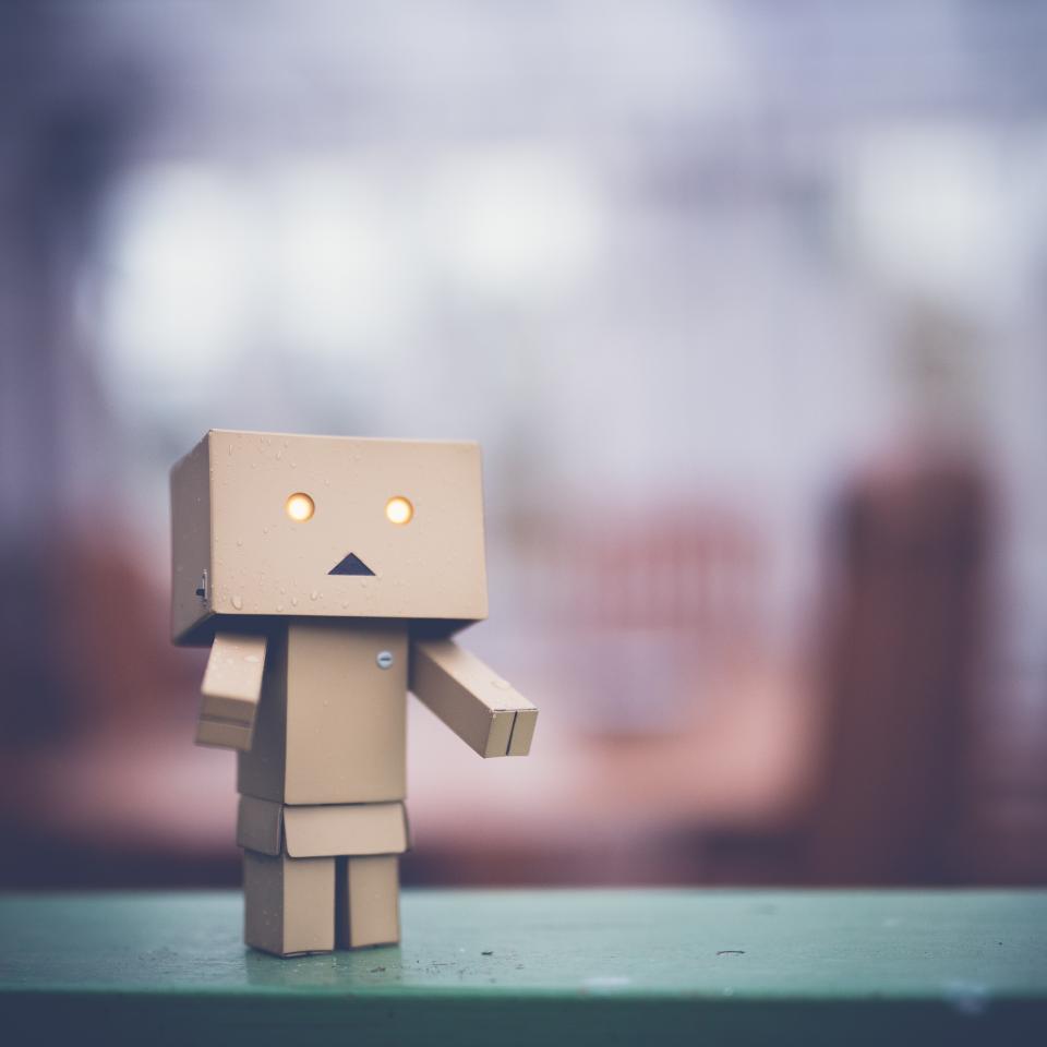 danbo, sad, art, box, cardboard, robot, character