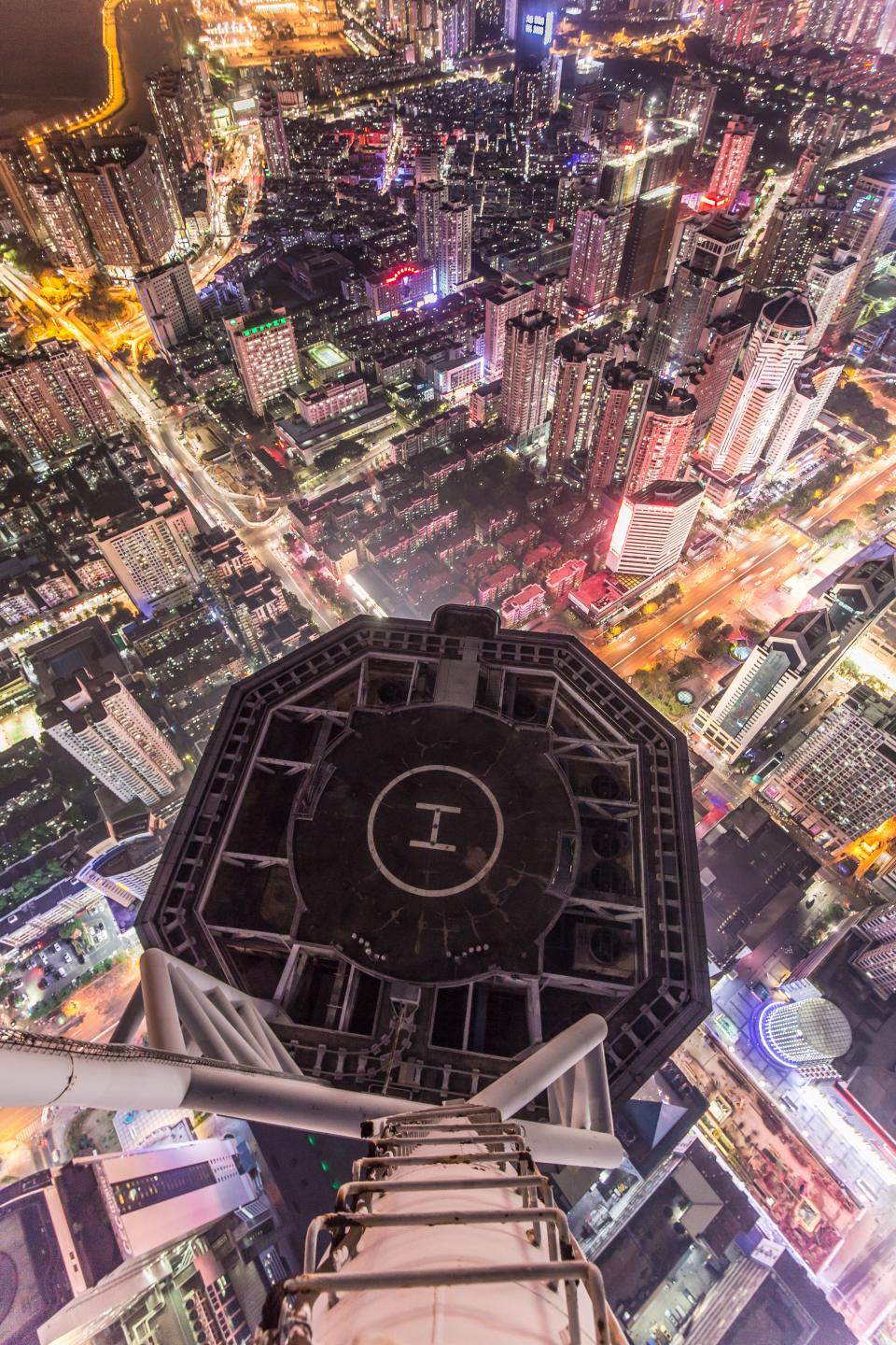 architecture buildings infrastructure rooftops lights city skyline tower urban night