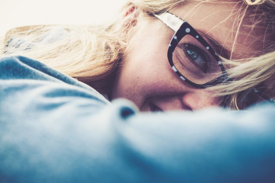 girl woman blonde eyeglasses people