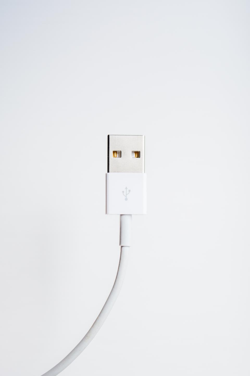 usb cord white wall technology