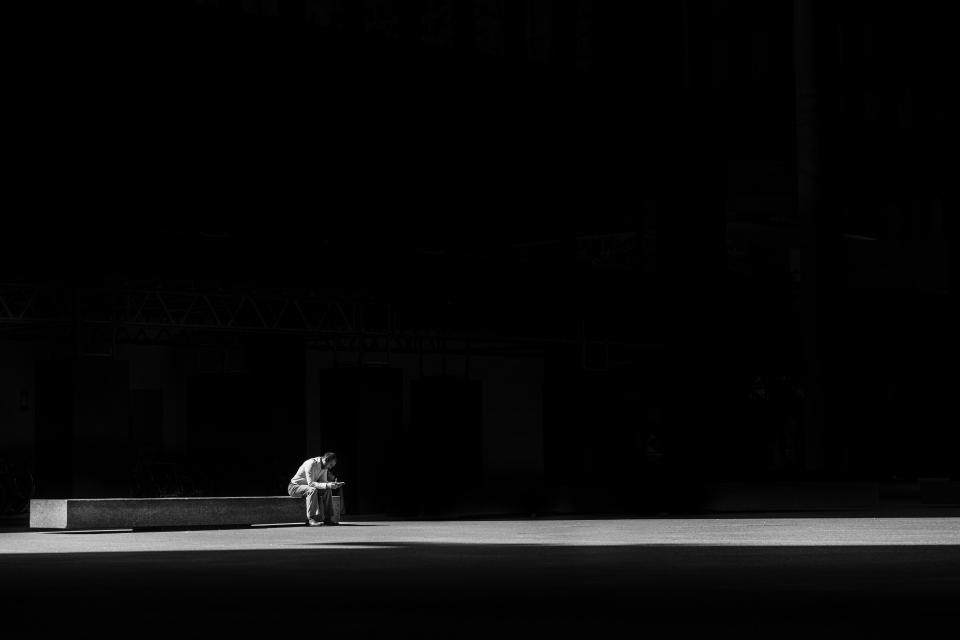 dark man alone thinking light lonely rest shadow people guy 