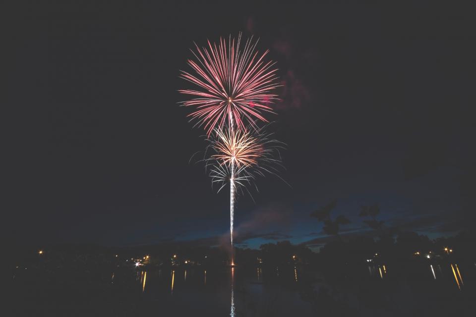 fireworks, city, urban, night, new, year, lights, party