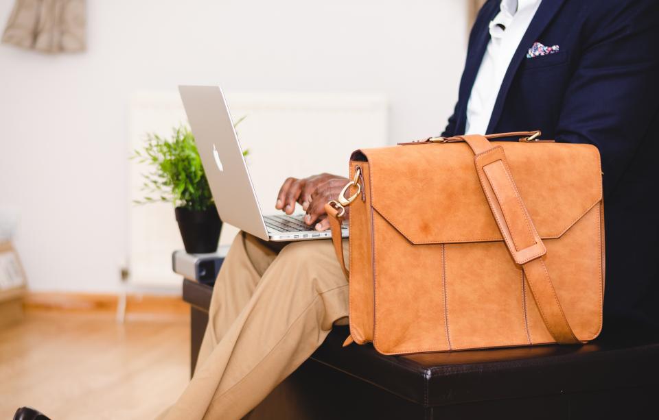 guy, man, typing, working, laptop, computer, technology, business, office, leather, bag, briefcase, suitcase, people, suit