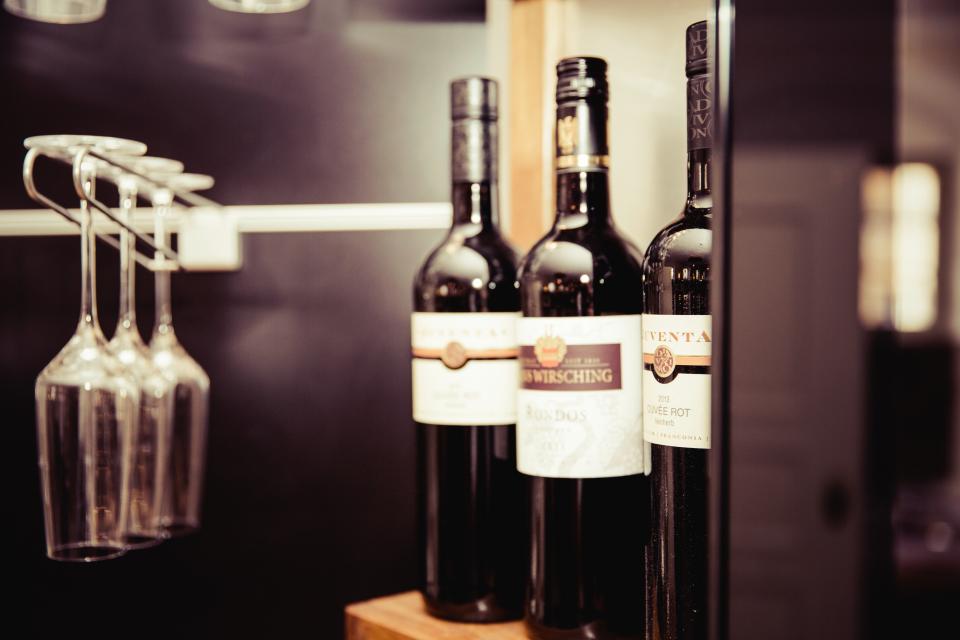 wine bottles glasses alcohol