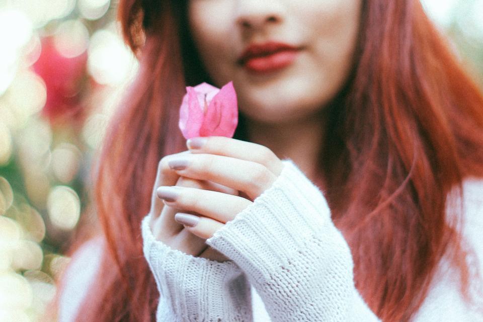 people woman beauty girl flower petal blur